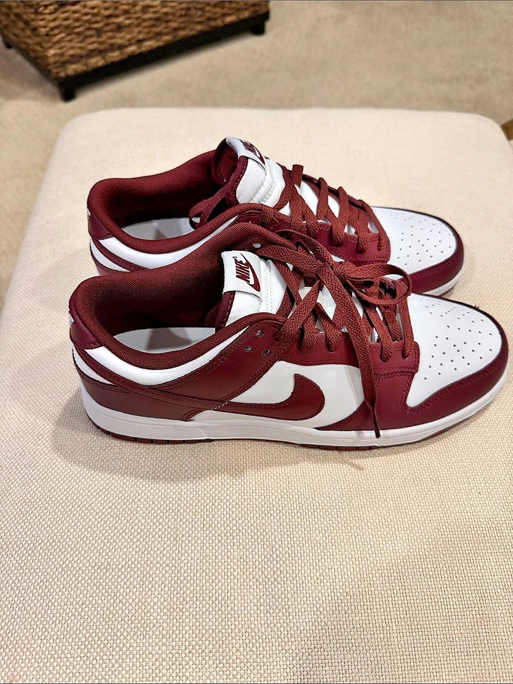 Nike Dunk Low Sneakers in Maroon & White US 10.5 New/Never worn